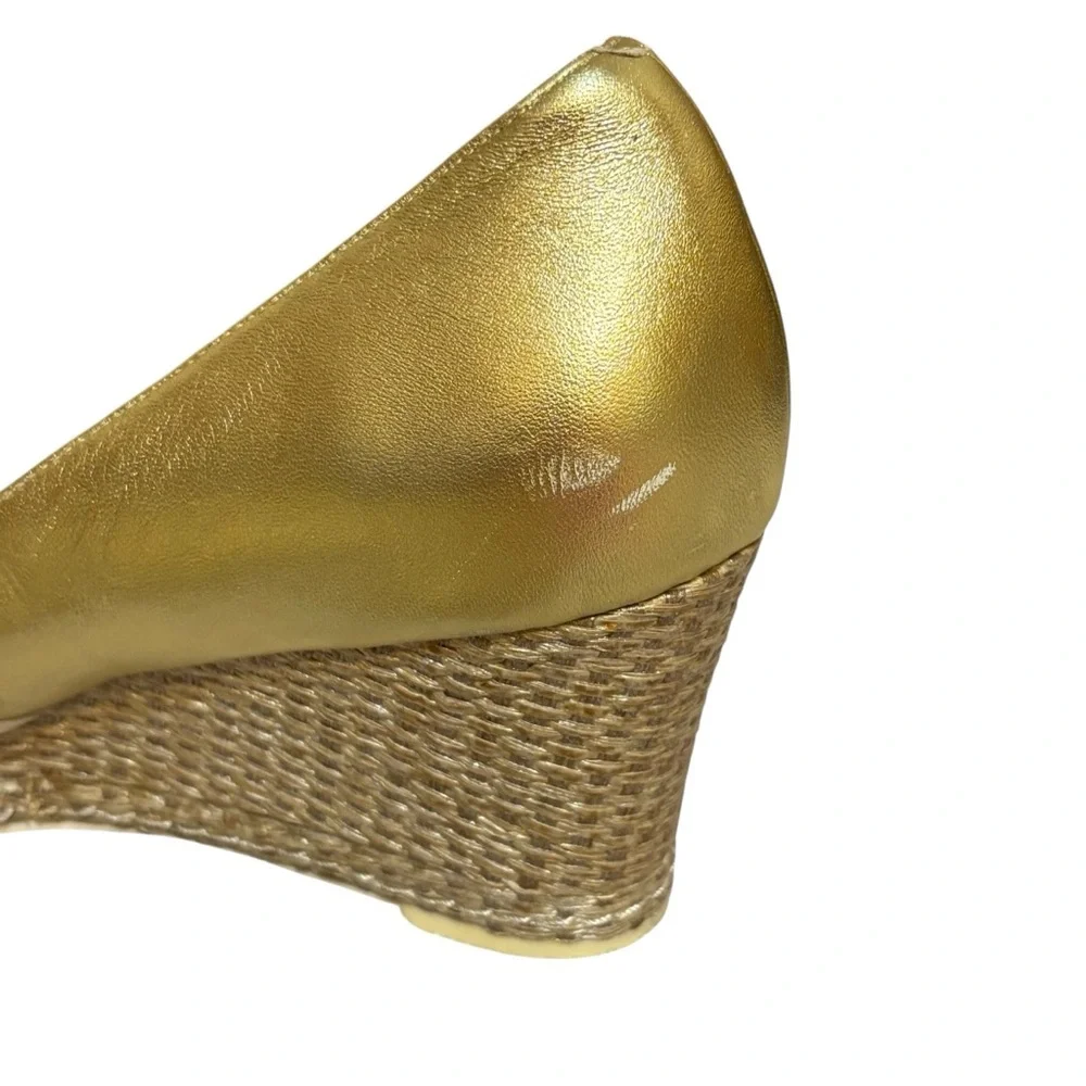 Cole Haan wedges gold white twist peep toe Nike Air sole size 9 US women’s